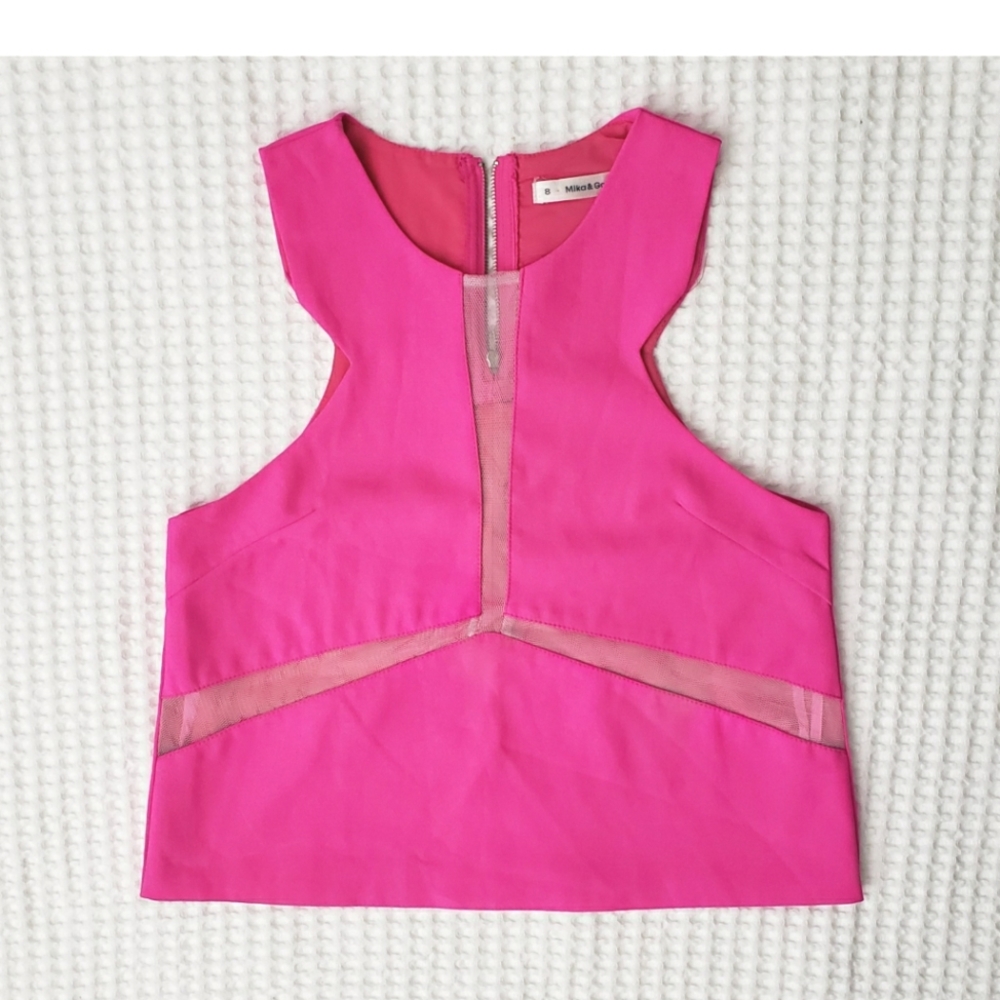 Mika & Gala neon fuchsia crop mesh top 8
